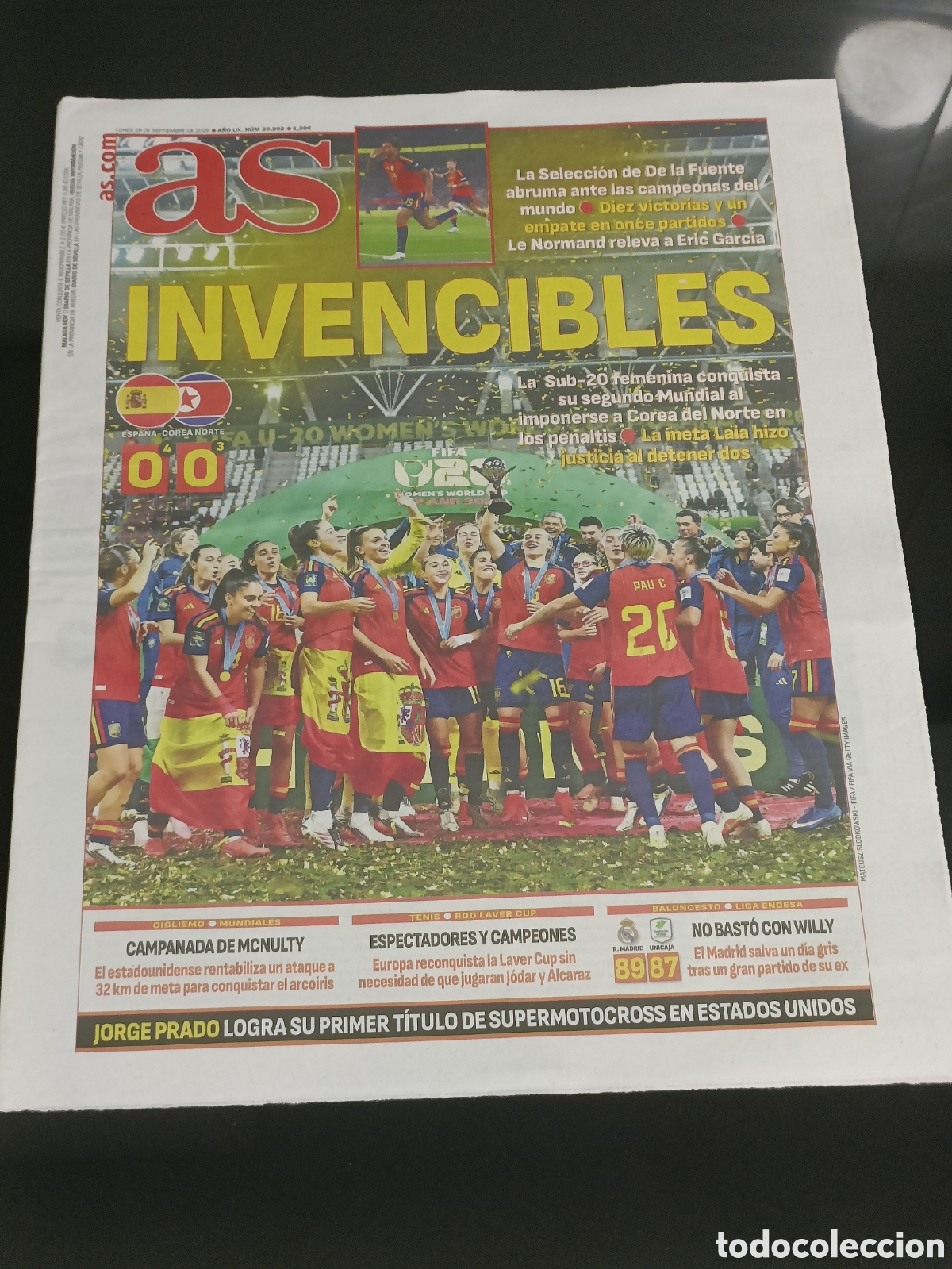 Football Stickers: Peri&oacute;dico Diario AS Espa&ntilde;a campeona del mundo Sub20