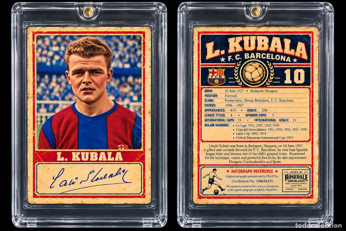 Cromos de f&uacute;tbol: L&Aacute;SZL&Oacute; KUBALA &mdash; F.C. BARCELONA Edici&oacute;n limitada y numerada