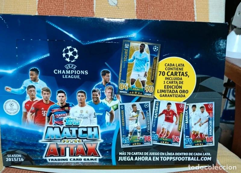 Cromos de f&uacute;tbol: 6 Ball Tin Match Attax Champion 2015 16 en su caja original Edicion Espa&ntilde;a