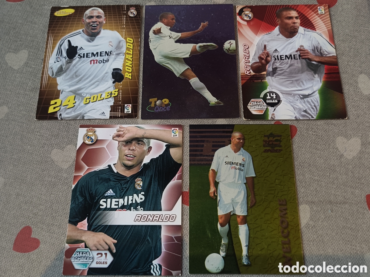 Cromos de f&uacute;tbol: Ronaldo Nazario Lote de cinco fichas diferentes