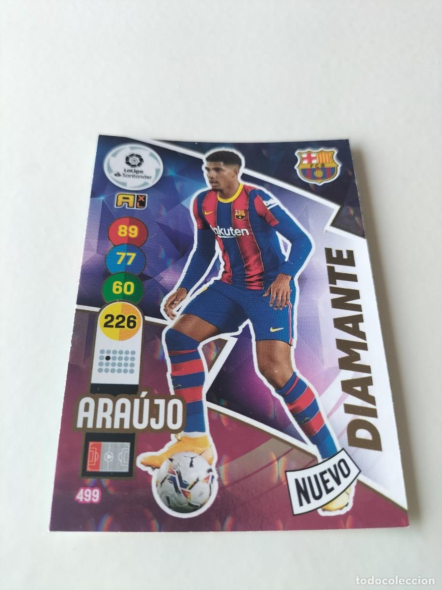 Cromos de f&uacute;tbol: 1 CROMO FICHA PANINI ADRENALYN TEMPORADA 20-21 2020-2021 F.C BARCELONA ARAUJO 499 NUEVO DIAMANTE