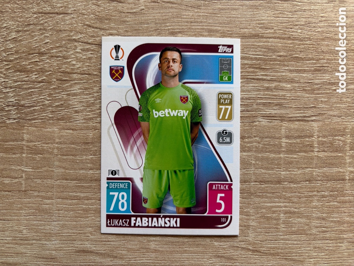 Cromos de f&uacute;tbol: 101 FABIANSKI TOPPS MATCH ATTAX 2021 2022 21 22 WEST HAM UNITED
