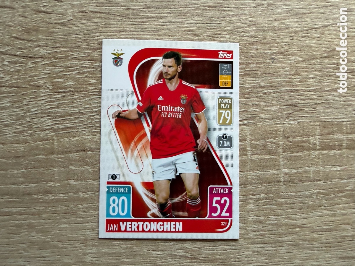 Cromos de f&uacute;tbol: 329 VERTONGHEN TOPPS MATCH ATTAX 2021 2022 21 22 BENFICA