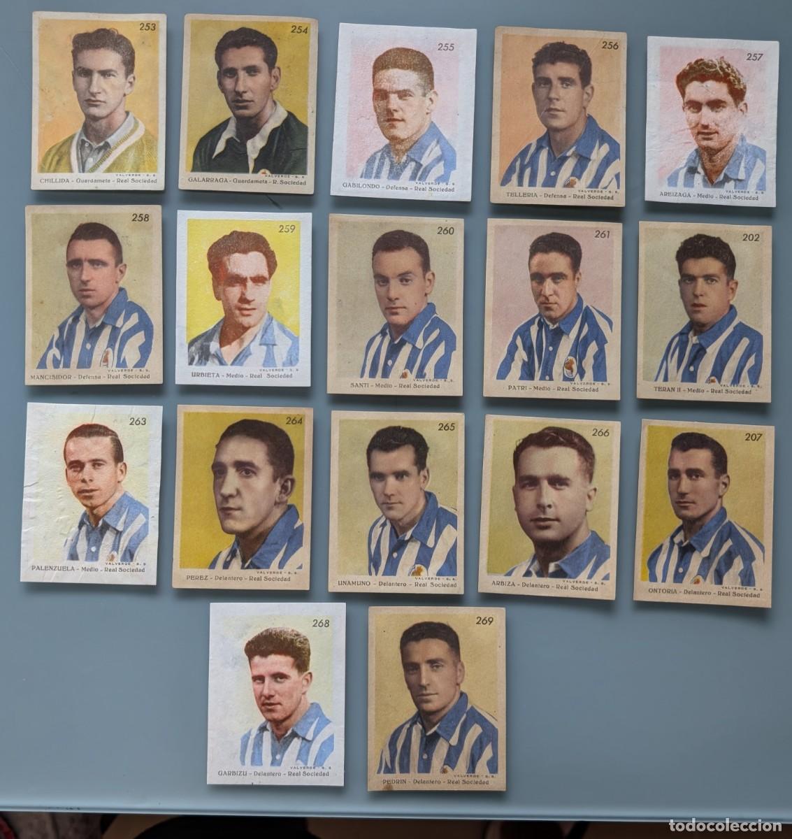 Cartes &agrave; collectionner de Football: LOTE 17 CROMOS REAL SOCIEDAD SAN SEBASTI&Aacute;N RARE SET CARDS 1944 1945 FOOTBALL GUIP&Uacute;ZCOA CHILLIDA
