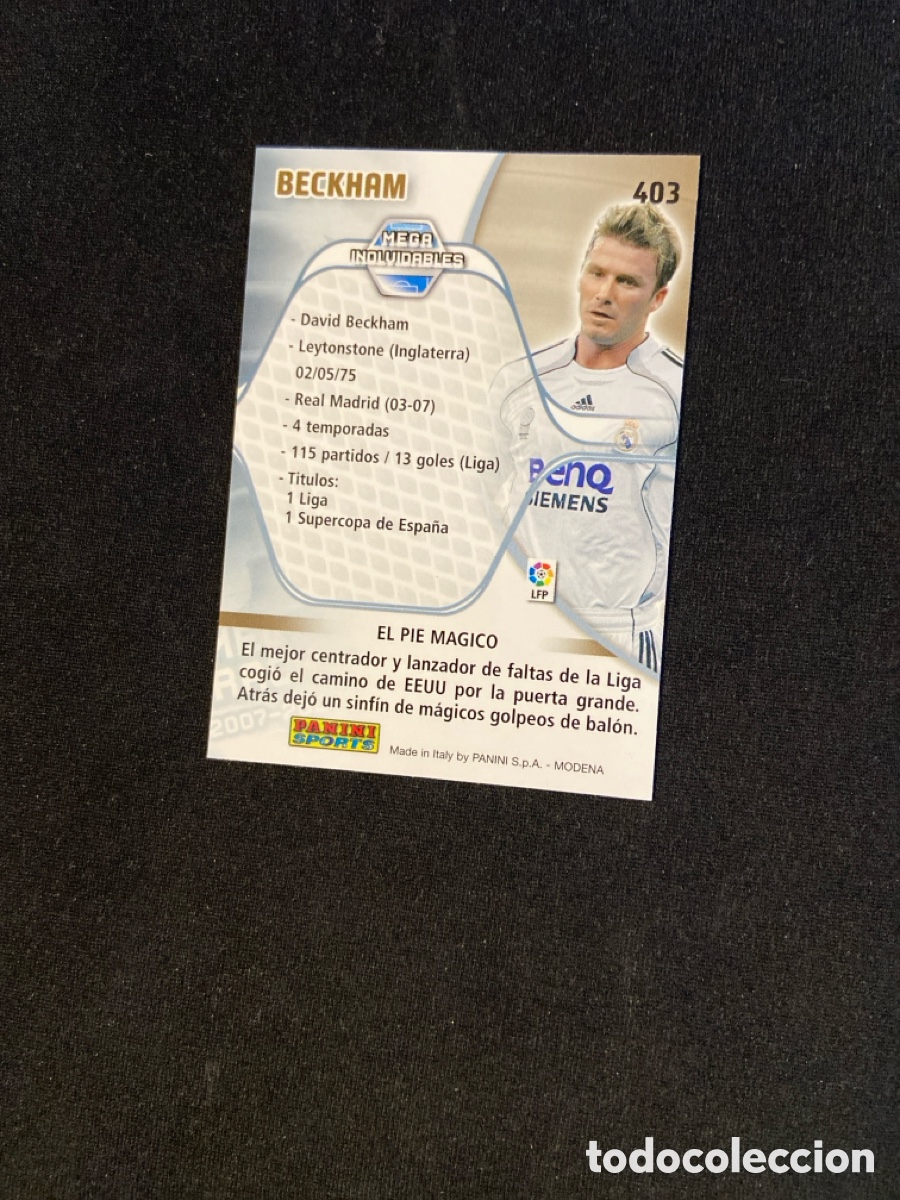 Cromos de f&uacute;tbol: BECKHAM 403 INOLVIDABLES (REAL MADRID) - Foto 2