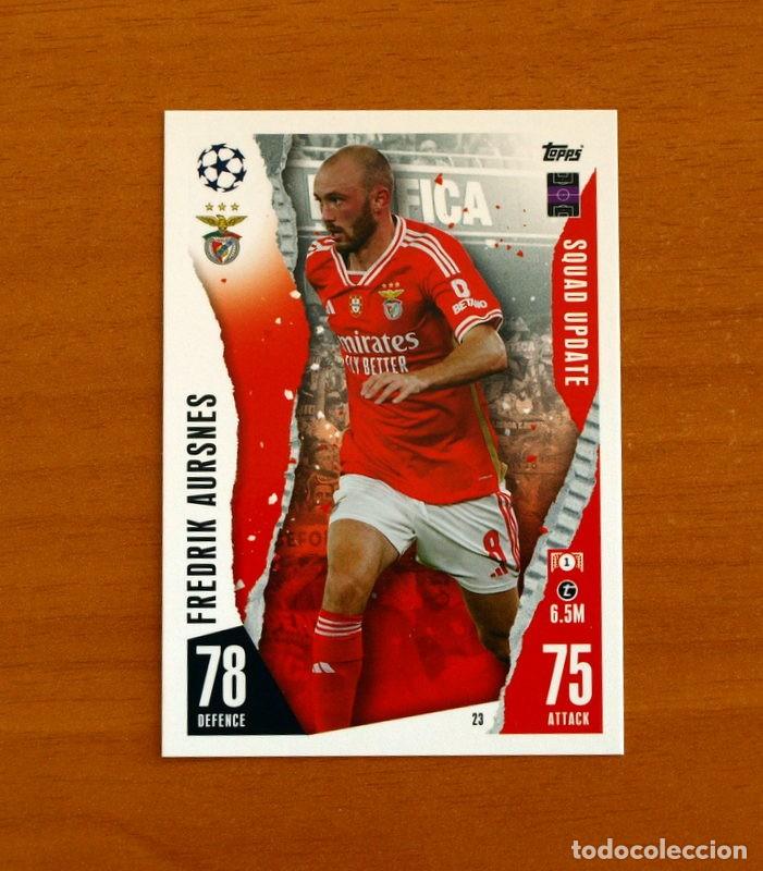 Cromos de f&uacute;tbol: Benfica -N&ordm; 23 Fredrik Aursnes -Squad Update-Topps Match Attax Trading Card Game 2023-2024-23-24