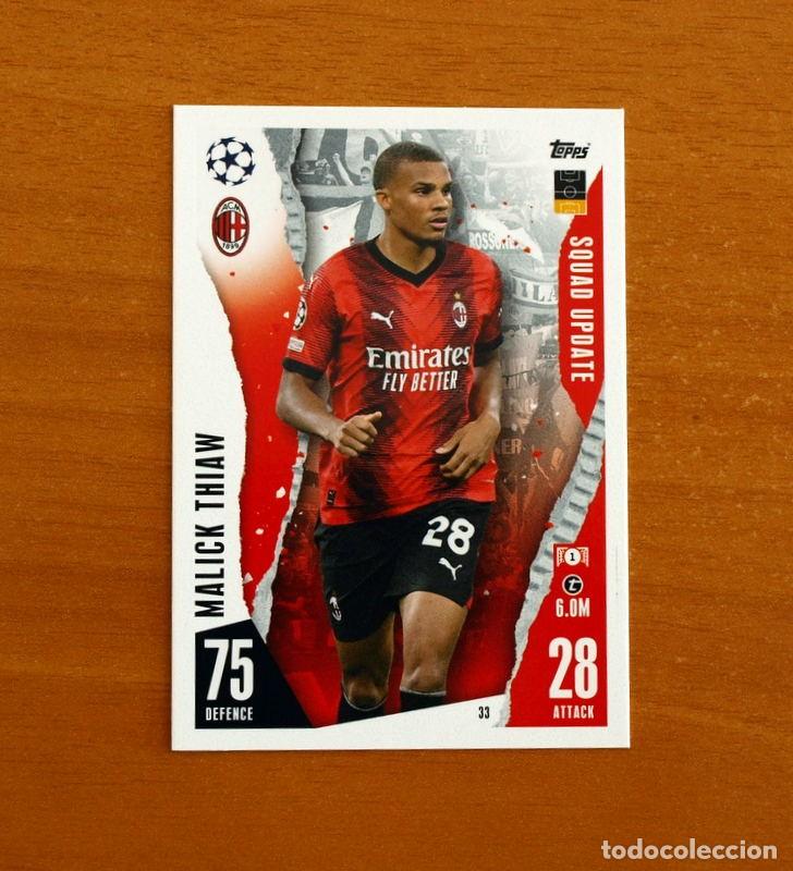 Cromos de f&uacute;tbol: AC Milan -N&ordm; 33 Malick Thiaw -Squad Update-Topps Match Attax Trading Card Game 2023-2024-23-24
