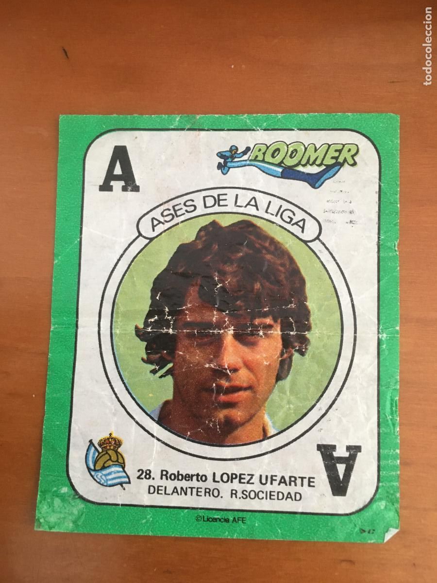 Cromos de f&uacute;tbol: lopez ufarte real sociedad cromo n&ordm; 28 ases de la liga chicle boomer nunca pegado