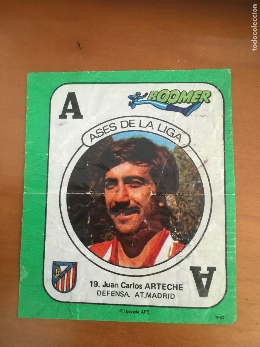 Cromos de f&uacute;tbol: arteche atletico de madrid cromo n&ordm; 19 ases de la liga chicle boomer nunca pegado