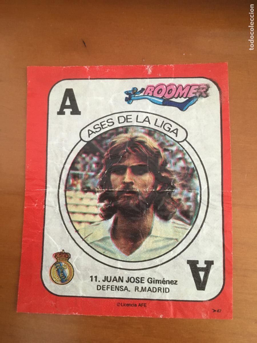 Cromos de f&uacute;tbol: juan jose real madrid cromo n&ordm; 11 ases de la liga chicle boomer nunca pegado
