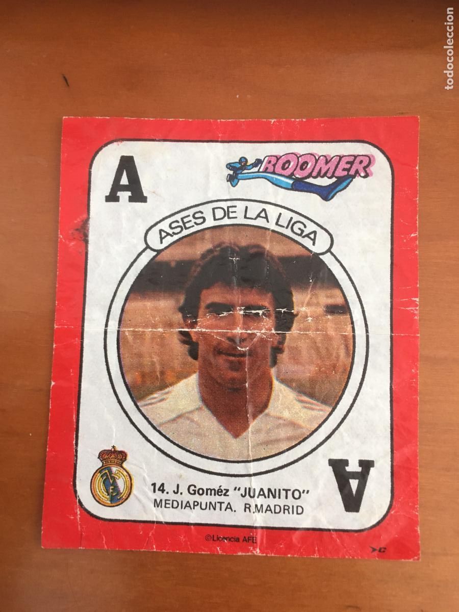 Figurine di Calcio: juanito real madrid cromo n&ordm; 14 ases de la liga chicle boomer nunca pegado