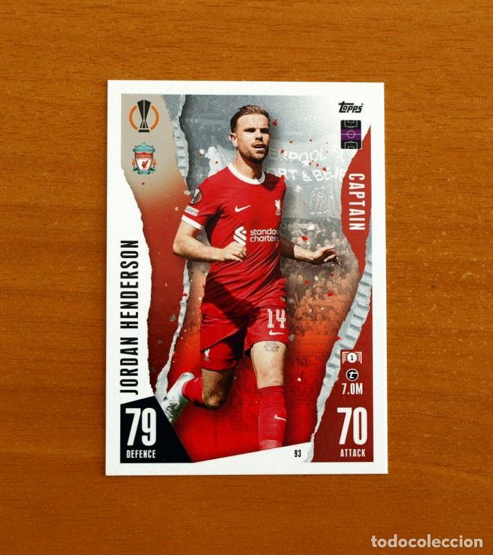 Football Stickers: Liverpool -N&ordm; 93 Jordan Henderson -Captain-Topps Match Attax Trading Card Game 2023-2024-23-24
