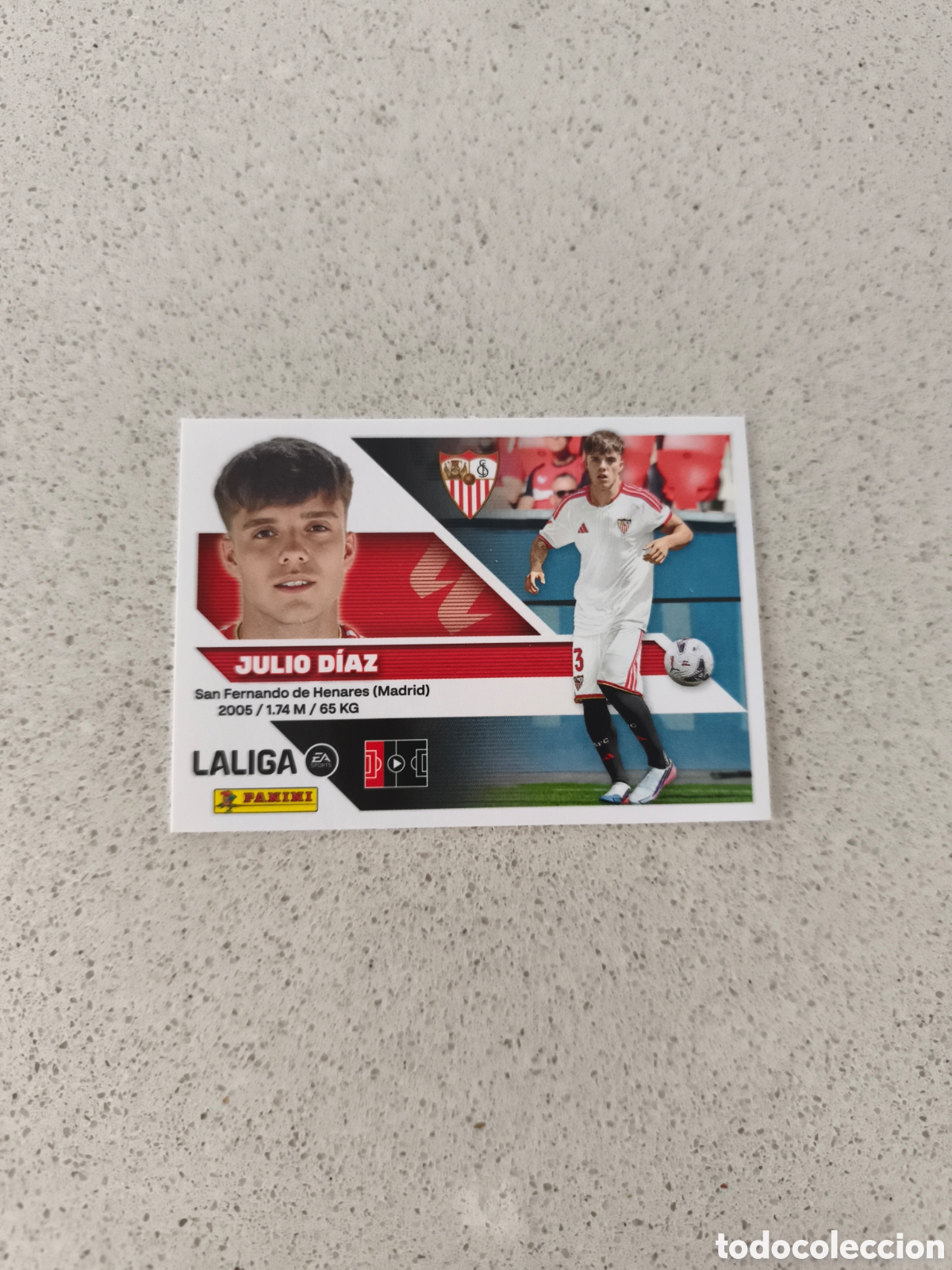 Cromos de f&uacute;tbol: CROMO N&Uacute;MERO 8 BIS COLOCA JULO D&Iacute;AZ SEVILLA. LIGA ESTE 26/27. PANINI. TERCERA EDICI&Oacute;N.