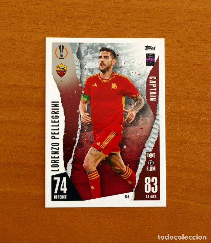 Cromos de f&uacute;tbol: Roma -N&ordm; 358 Lorenzo Pellegrini -Captain-Topps Match Attax Trading Card Game 2023-2024-23-24