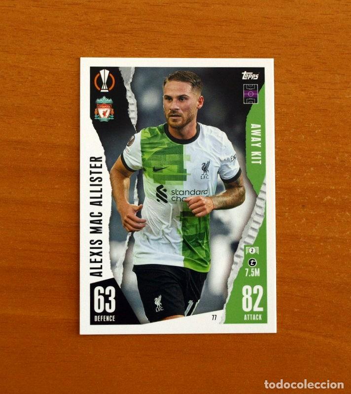 Fu&szlig;ball-Sticker: Liverpool -N&ordm; 77 Alexis Mac Allister -Away Kit-Topps Match Attax Trading Card Game 2023-2024-23-24