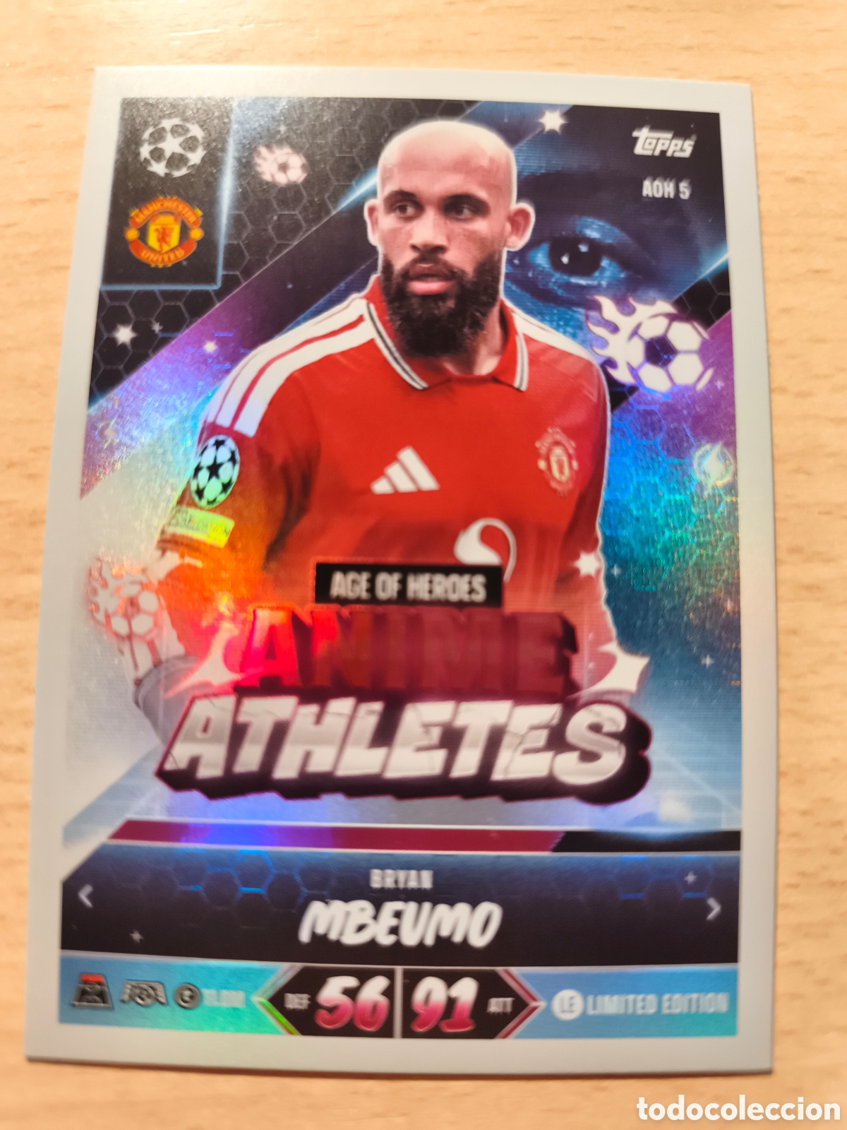 Cromos de f&uacute;tbol: AOH 5 BRYAN MBEUMO ANIME ATHLETES MANCHESTER UNITED MATCH ATTAX 2026 2027 TOPPS 26 27