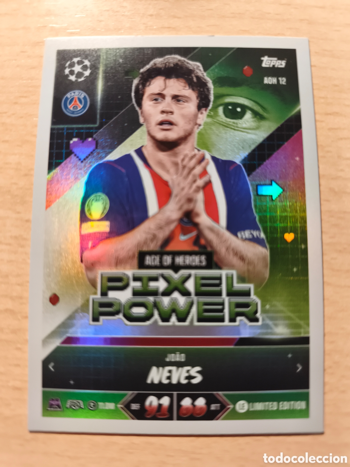 Cromos de f&uacute;tbol: AOH 12 JOAO NEVES PIXEL POWER PARIS SAINT GERMAIN PSG MATCH ATTAX 2026 2027 TOPPS 26 27