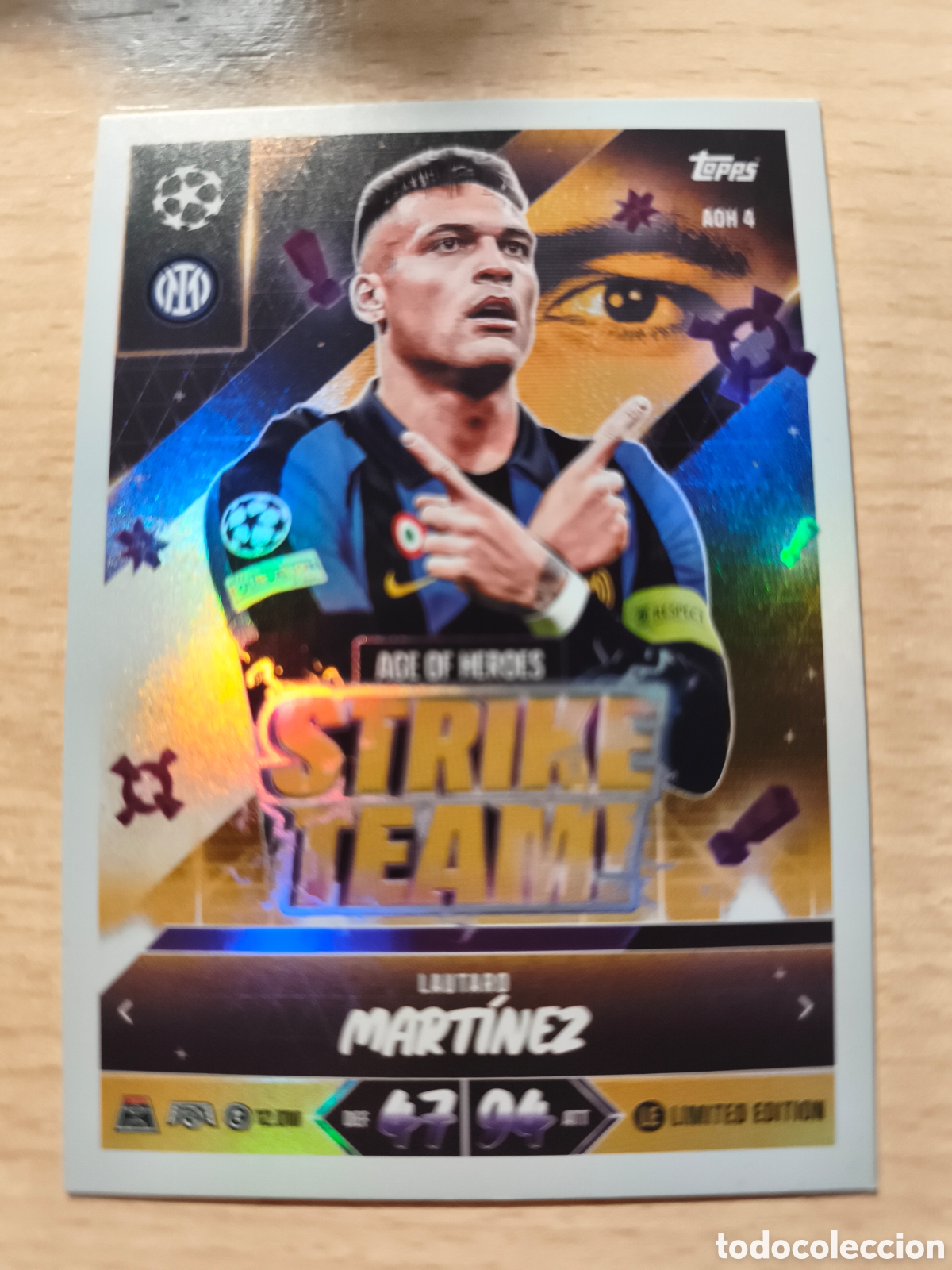 Cromos de f&uacute;tbol: AOH 4 LAUTARO MART&Iacute;NEZ STRIKE TEAM INTER MILAN MATCH ATTAX 2026 2027 TOPPS 26 27