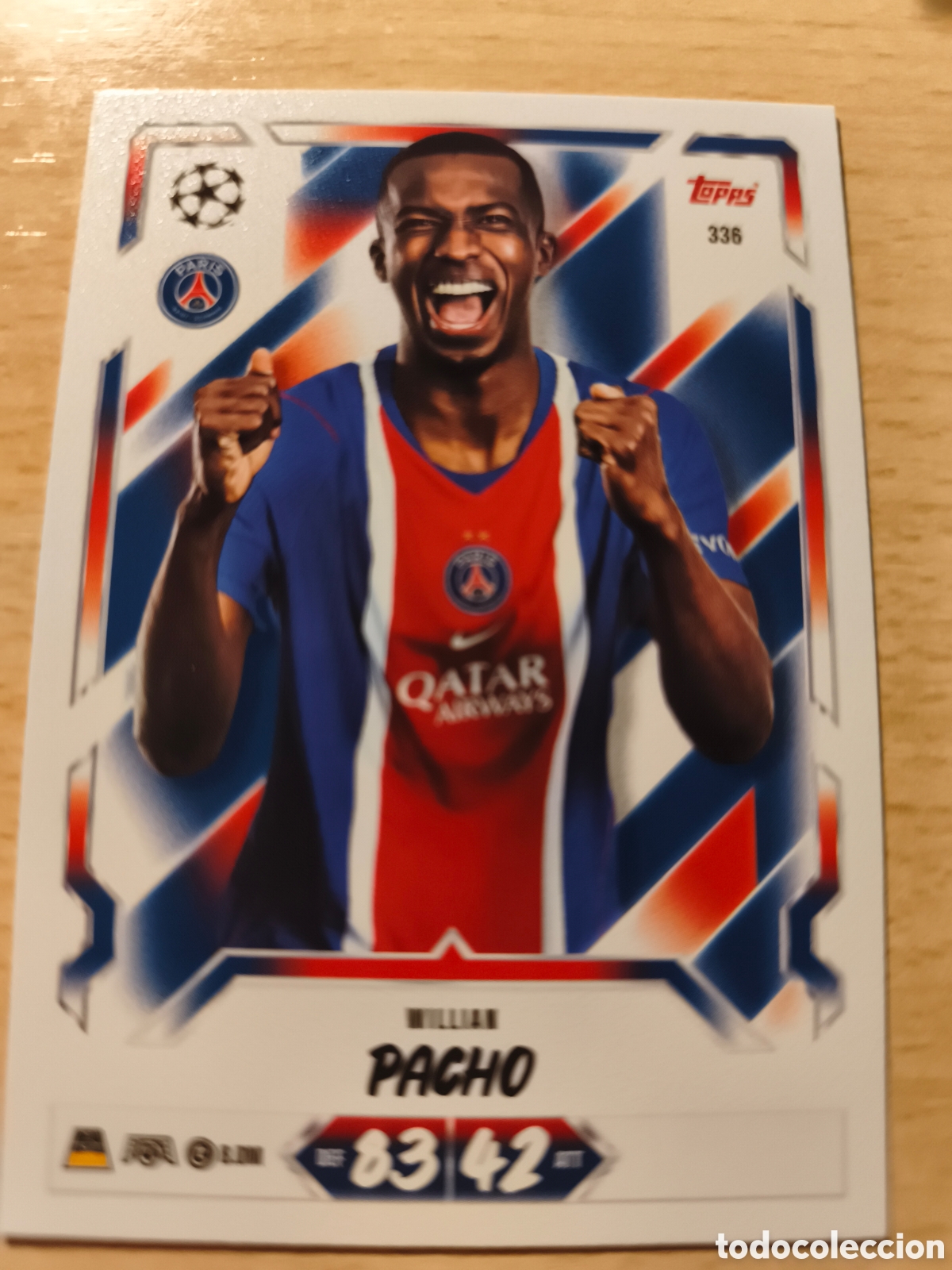 Football Stickers: 336 WILLIAM PACHO PARIS SAINT GERMAIN PSG MATCH ATTAX 2026 2027 TOPPS 26 27