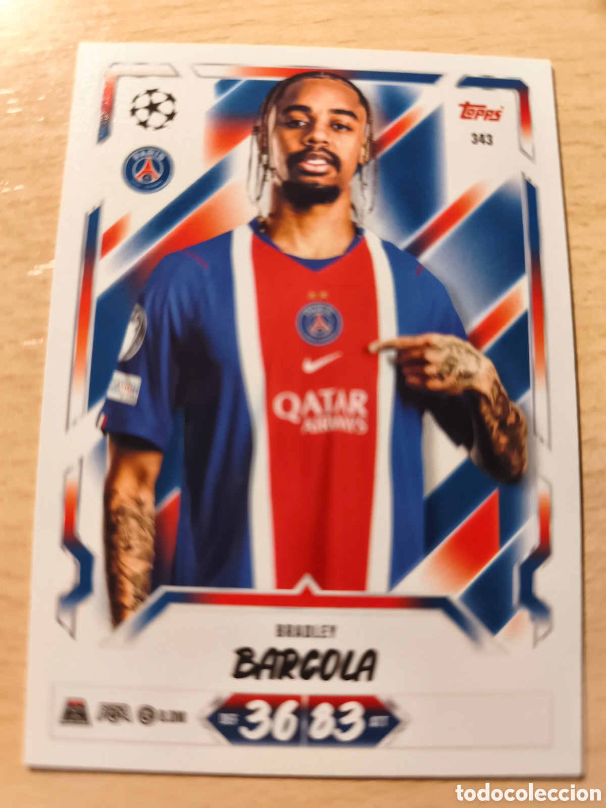 Cromos de f&uacute;tbol: 343 BRADLEY BARCOLA PARIS SAINT GERMAIN PSG MATCH ATTAX 2026 2027 TOPPS 26 27