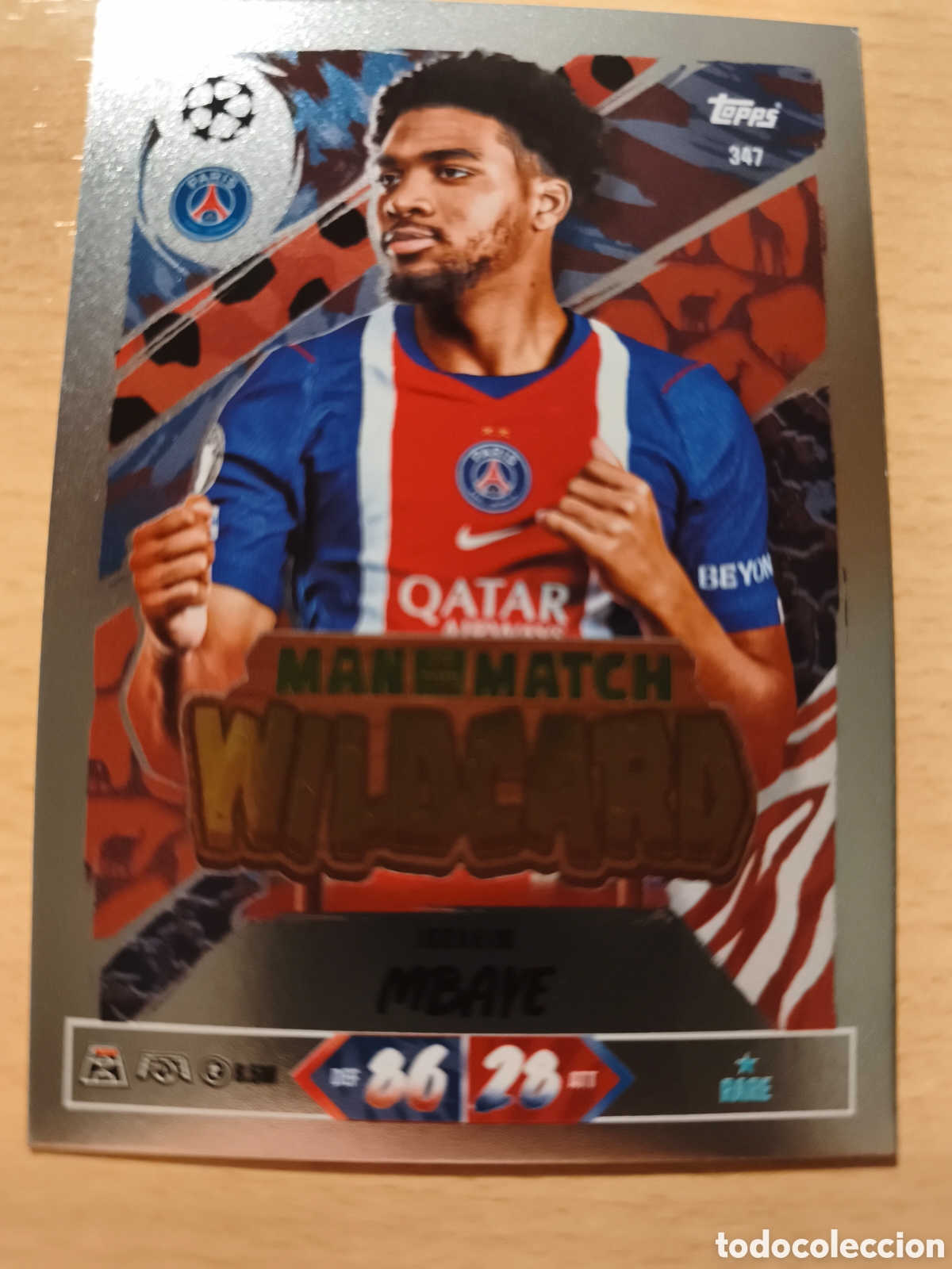 Cromos de f&uacute;tbol: 347 IBRAHIM MBAYE MAN OF THE MATCH WILDCARD PARIS SAINT GERMAIN PSG MATCH ATTAX 2026 2027 6 27