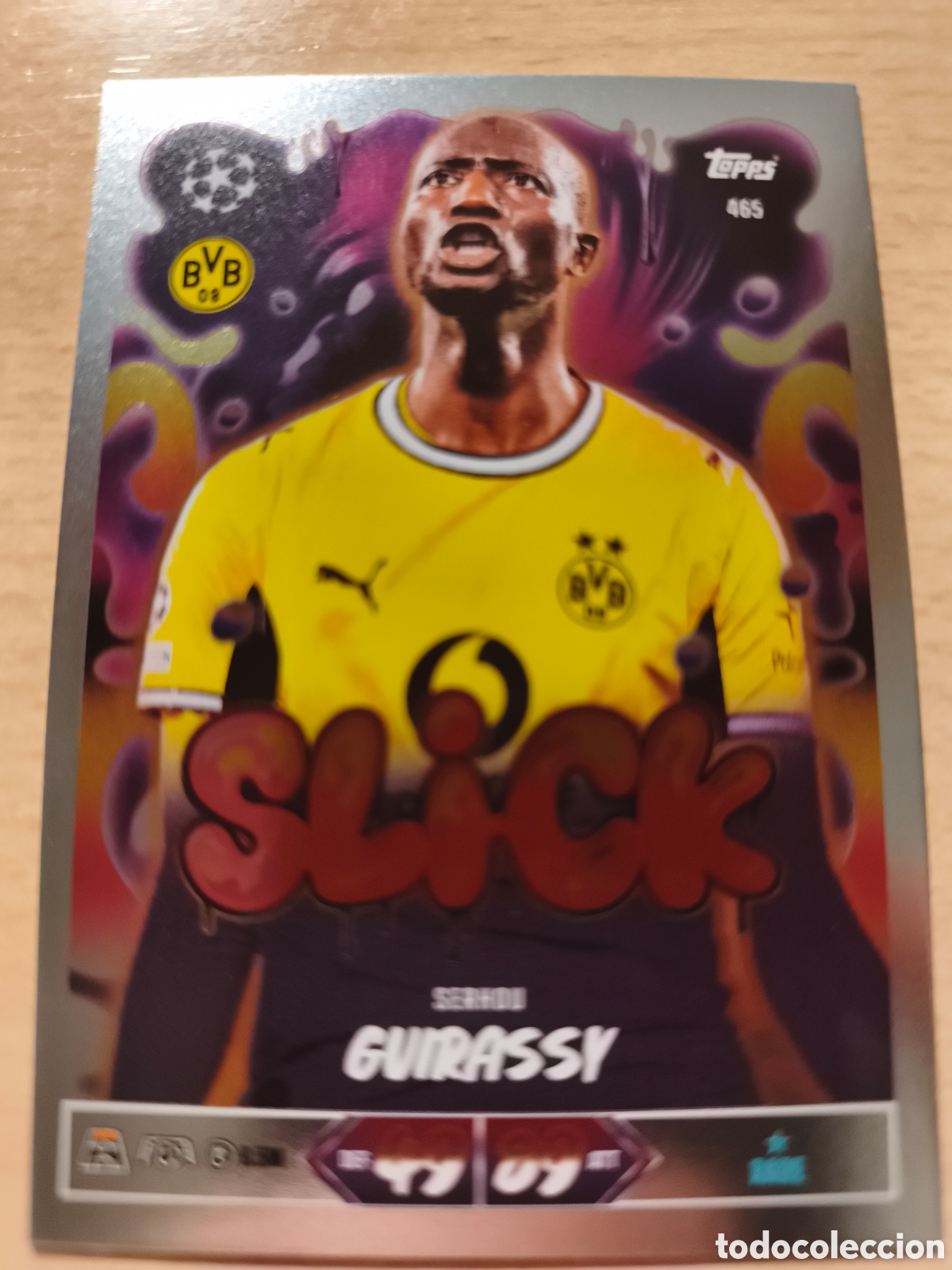 Cromos de f&uacute;tbol: 465 SERHOU GUIRASSY SLICK BORUSSIA DORTMUND BVB MATCH ATTAX 2026 2027 TOPPS 26 27