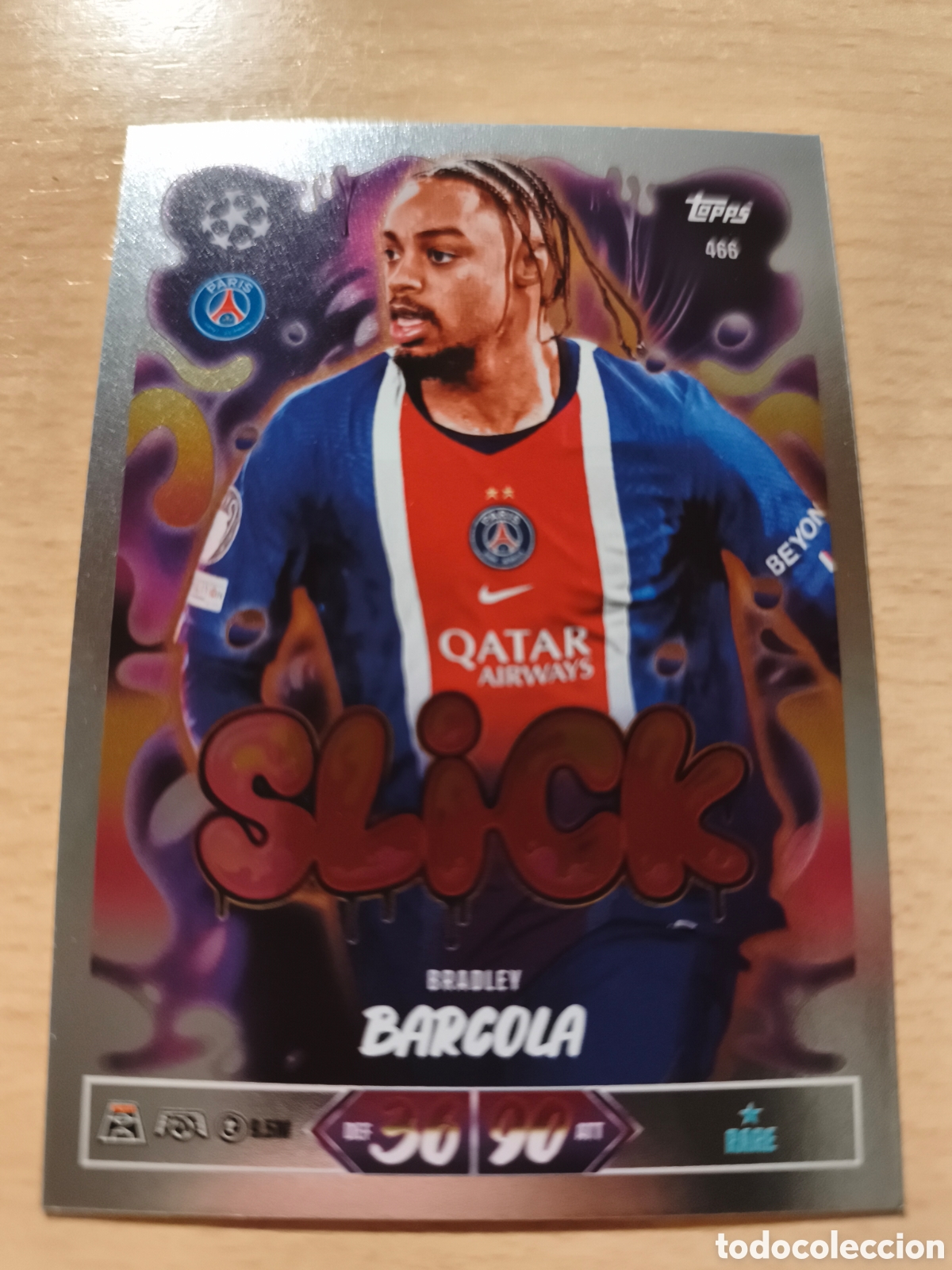 Cromos de f&uacute;tbol: 466 BRADLEY BARCOLA SLICK PARIS SAINT GERMAIN PSG MATCH ATTAX 2026 2027 TOPPS 26 27