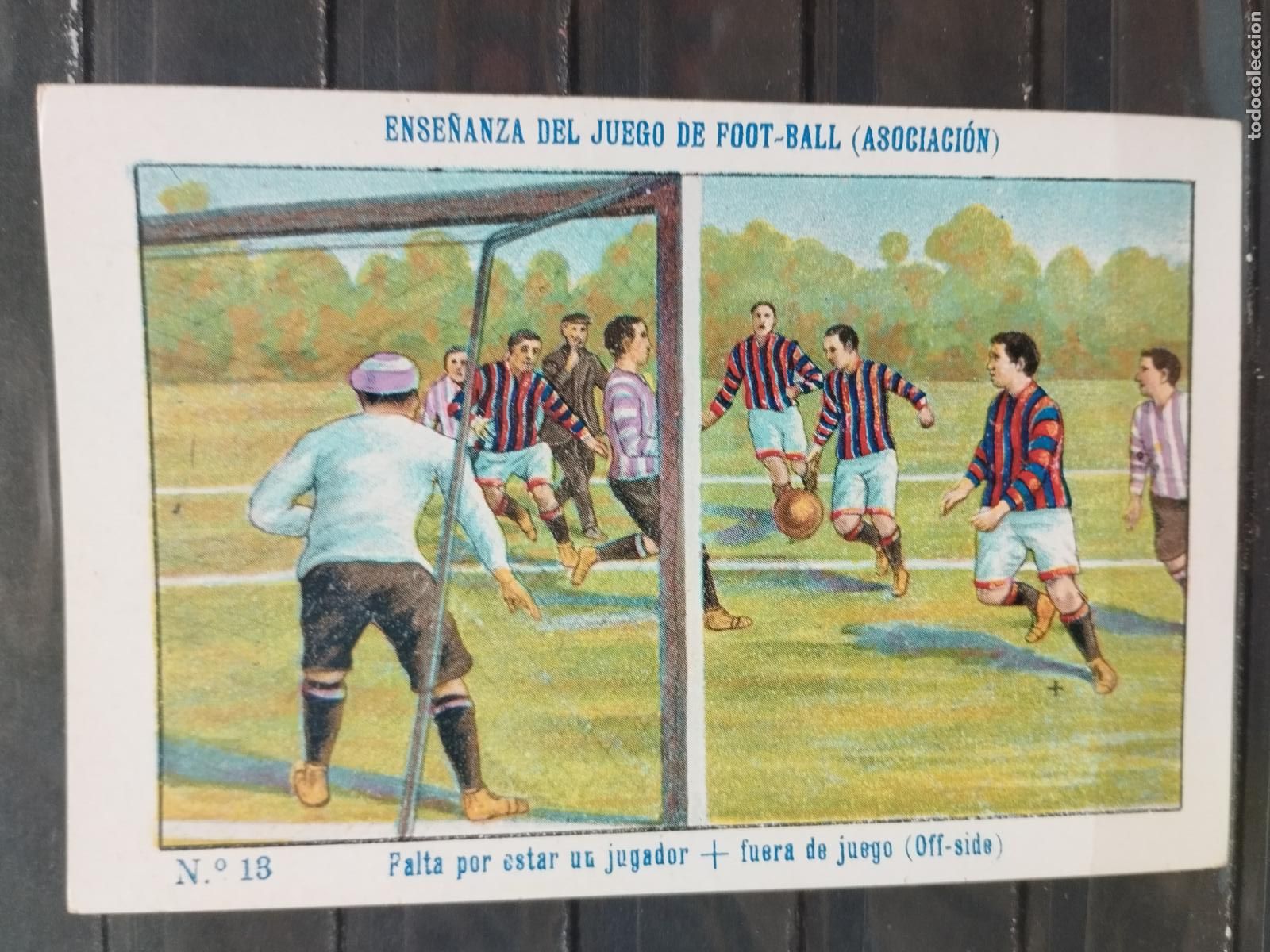 Figurine di Calcio: CROMO CHOCOLATE J. BOIX. ENSE&Ntilde;ANZA DEL JUEGO DEL FOOTBAL (ASOCIACION) N&ordm; 13. FUERA DE JUEGO