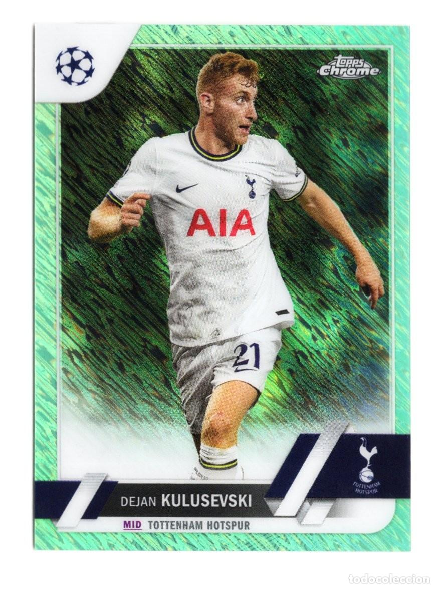 Cartes &agrave; collectionner de Football: Dejan Kulusevski Tottenham Topps Chrome UEFA 2023 Green Xfractor # 318 /350