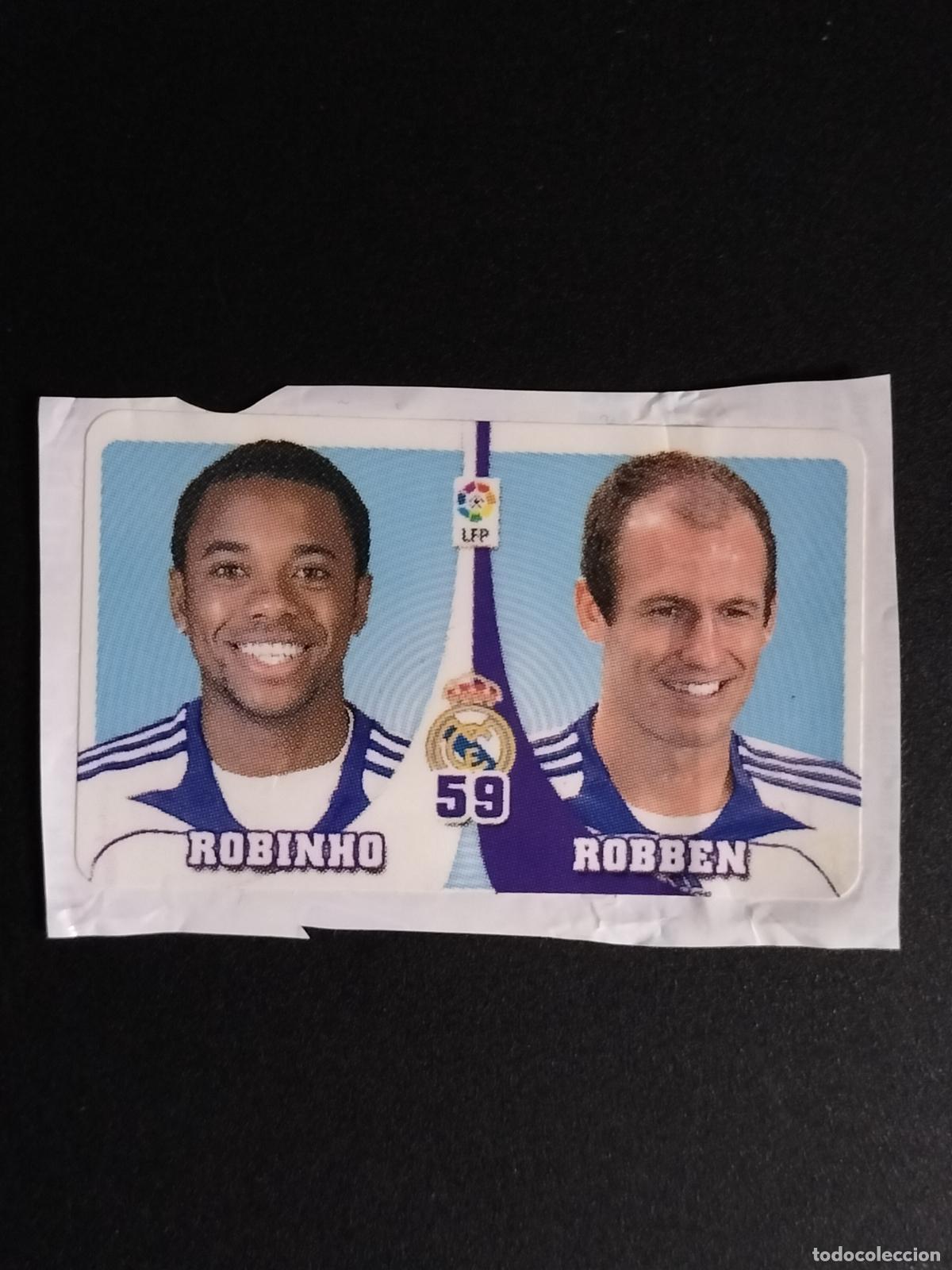 Cromos de f&uacute;tbol: 59 ROBINHO Y ROBBEN REAL MADRID CROMOS CHICLE LIGA FUTBOL CHICLES EDICIONES ESTE 2007 2008 07 08