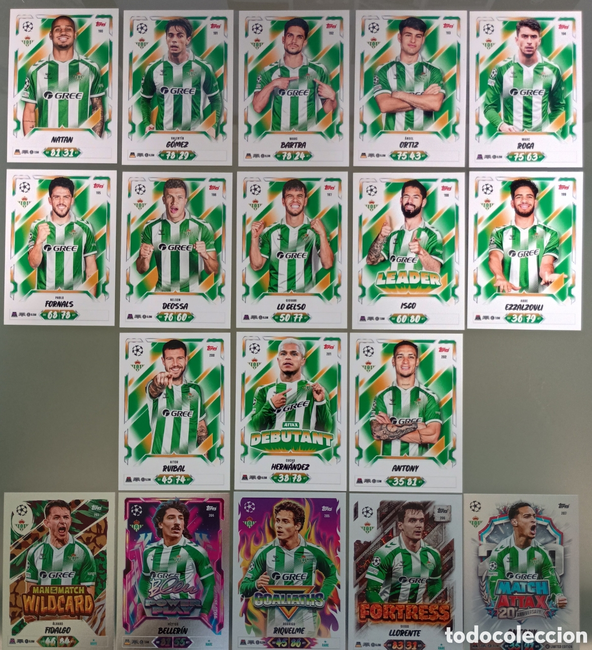 Cartes &agrave; collectionner de Football: 18 cards Real Betis. Match Attax 2026-27 (Topps) Completo
