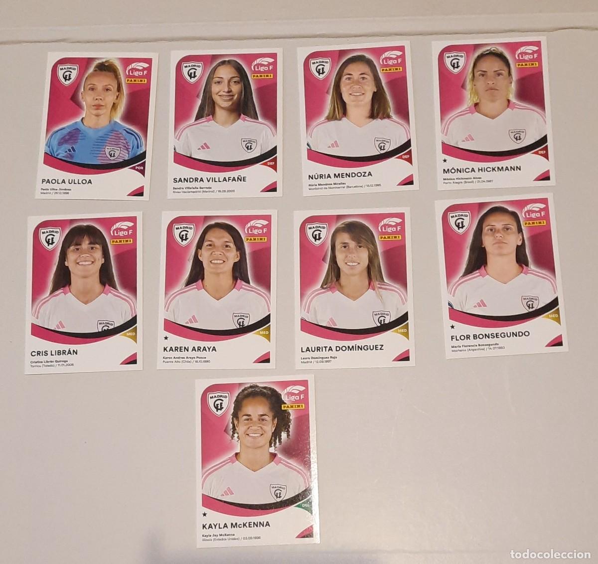 Cromos de f&uacute;tbol: 9 unid Liga Femenina F, Madrid Cff 2024
