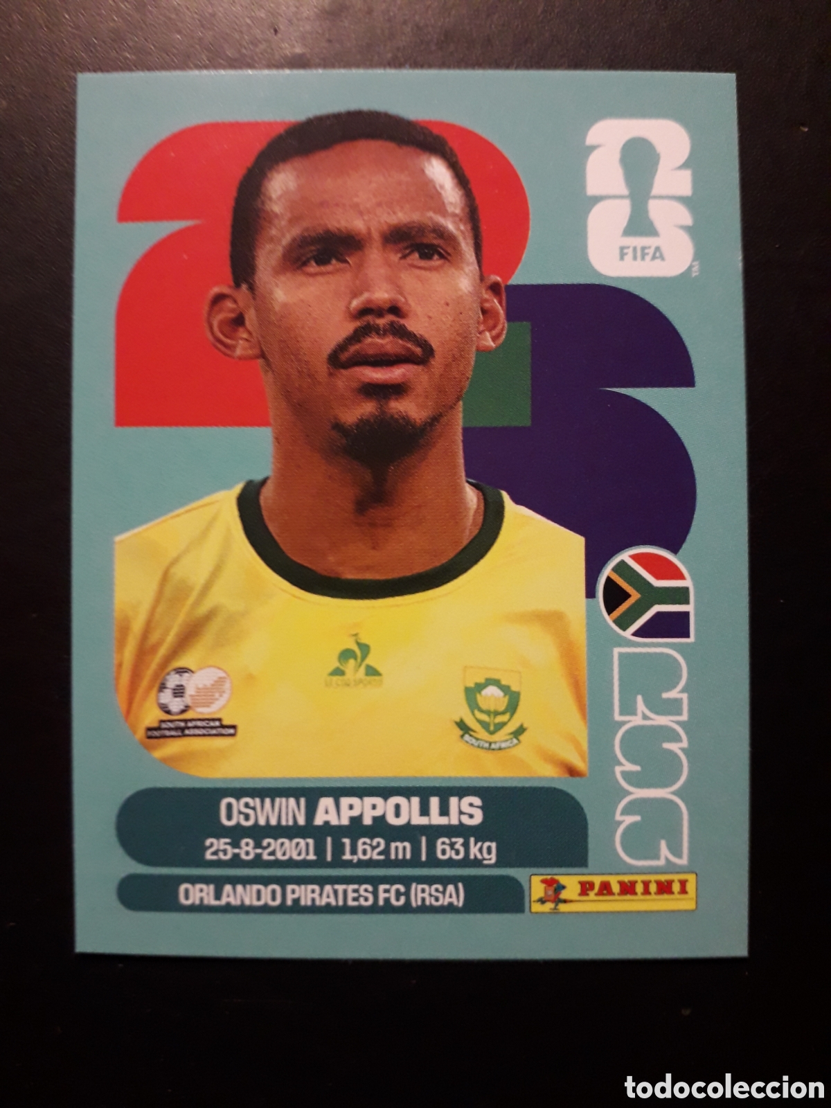 Cromos de f&uacute;tbol: APPOLLIS SUD&Aacute;FRICA RSA 20 MUNDIAL F&Uacute;TBOL 2026 FIFA WORLD CUP PANINI SIN PEGAR PEDIDO M&Iacute;NIMO 3&euro;