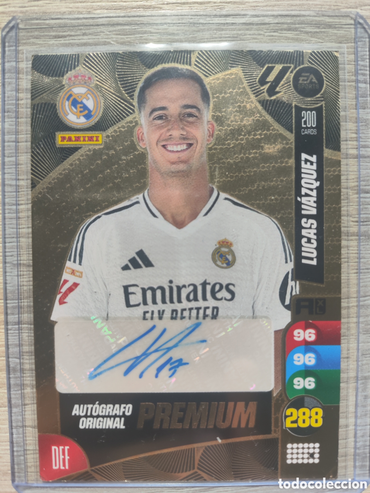 Cromos de f&uacute;tbol: Autografo original premium Lucas V&aacute;zquez adrenalyn XL 2024/2025