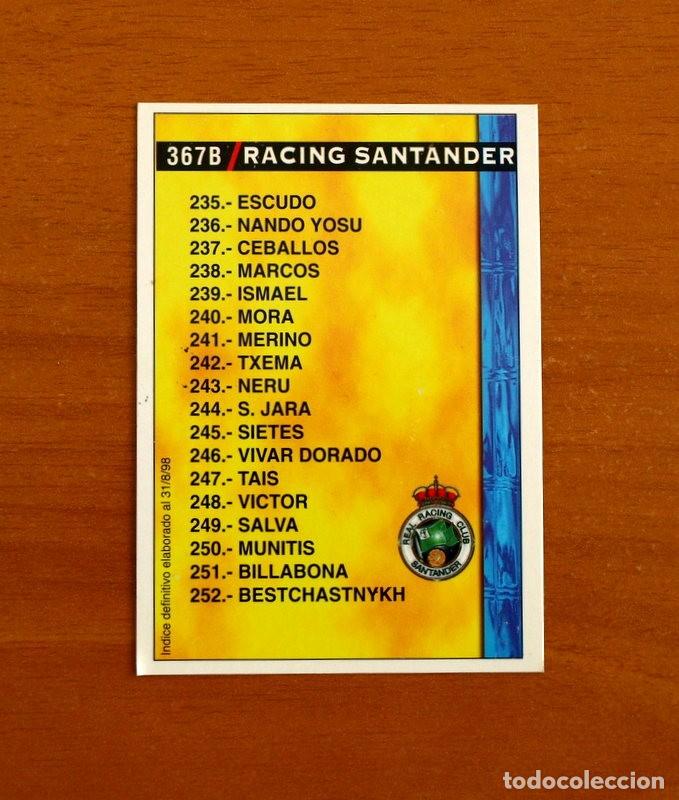 Cromos de f&uacute;tbol: &Iacute;ndice-367 A-B Zaragoza-Racing Santander-Corregido-Mundicromo Las Fichas Liga 1998-1999-98-99