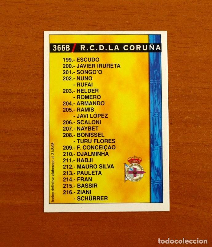 Cartes &agrave; collectionner de Football: &Iacute;ndice-366 A-B Valladolid-Deportivo Coru&ntilde;a-Corregido-Mundicromo Las Fichas Liga 1998-1999-98-99