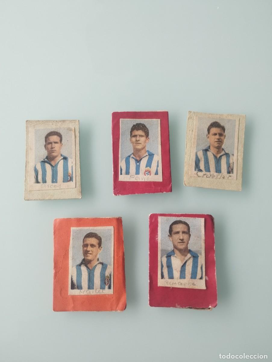 Cromos de f&uacute;tbol: Lote 5 cromos vintage del Espa&ntilde;ol temporada 1953-1954