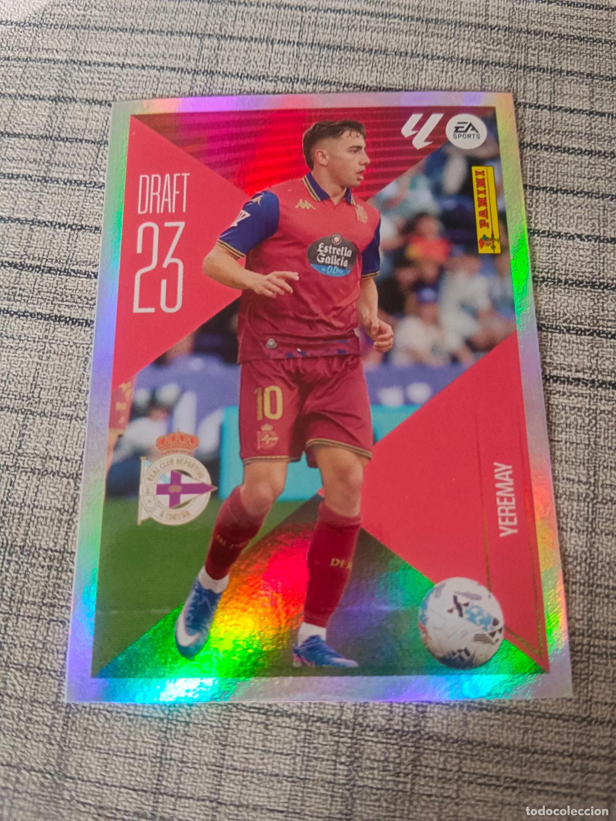 Cromos de f&uacute;tbol: TEMPORADA 2026 2027 26 27 DRAFT 23 N&ordm;23 23 YEREMAY DEPORTIVO DE LA CORU&Ntilde;A NUEVO