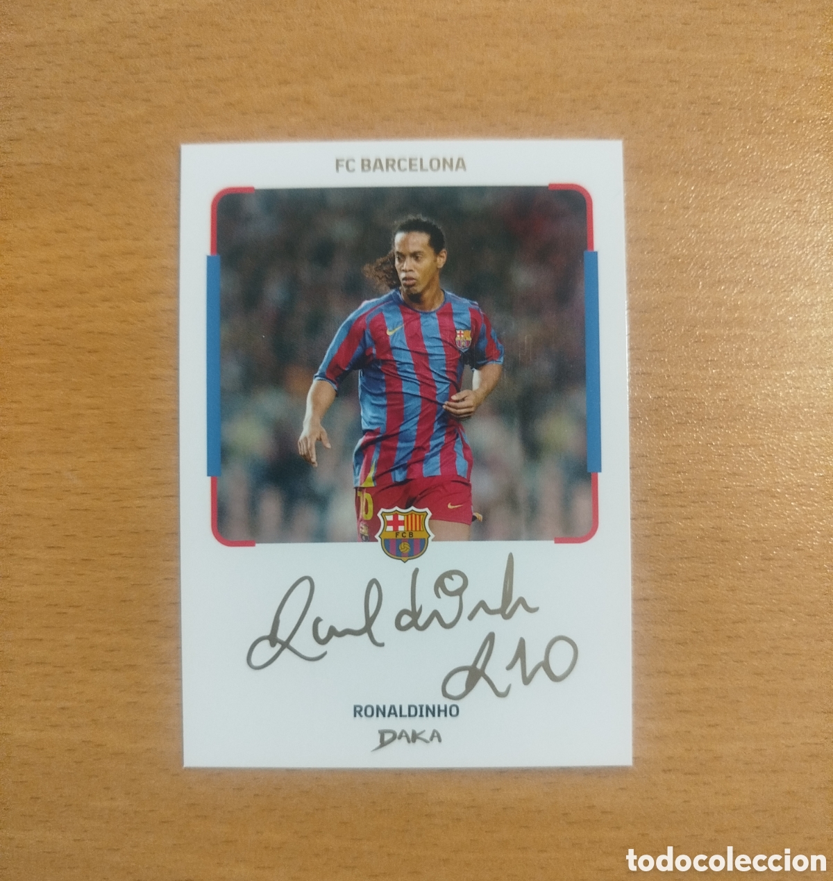Fu&szlig;ball-Sticker: Ronaldinho FC Barcelona DAKA Instant Cheki IC-19 Firma Aut&oacute;grafo Impreso TRADING CARD CROMO AUTO
