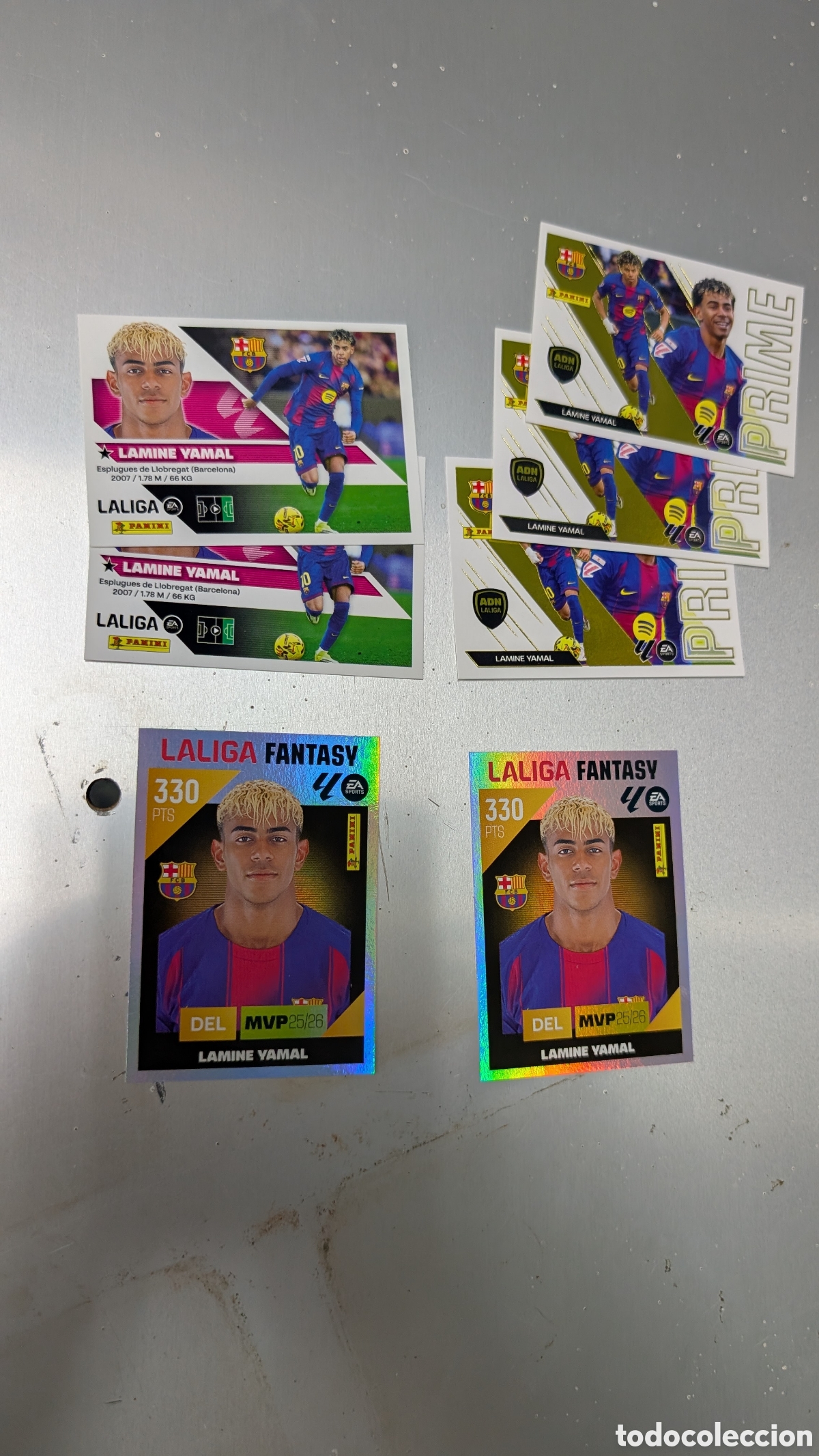 Cromos de f&uacute;tbol: LOTE 7 CROMOS LAMINE YAMAL BARCELONA LIGA ESTE 2026/27 26 27 NUNCA PEGADOS SIN PEGAR