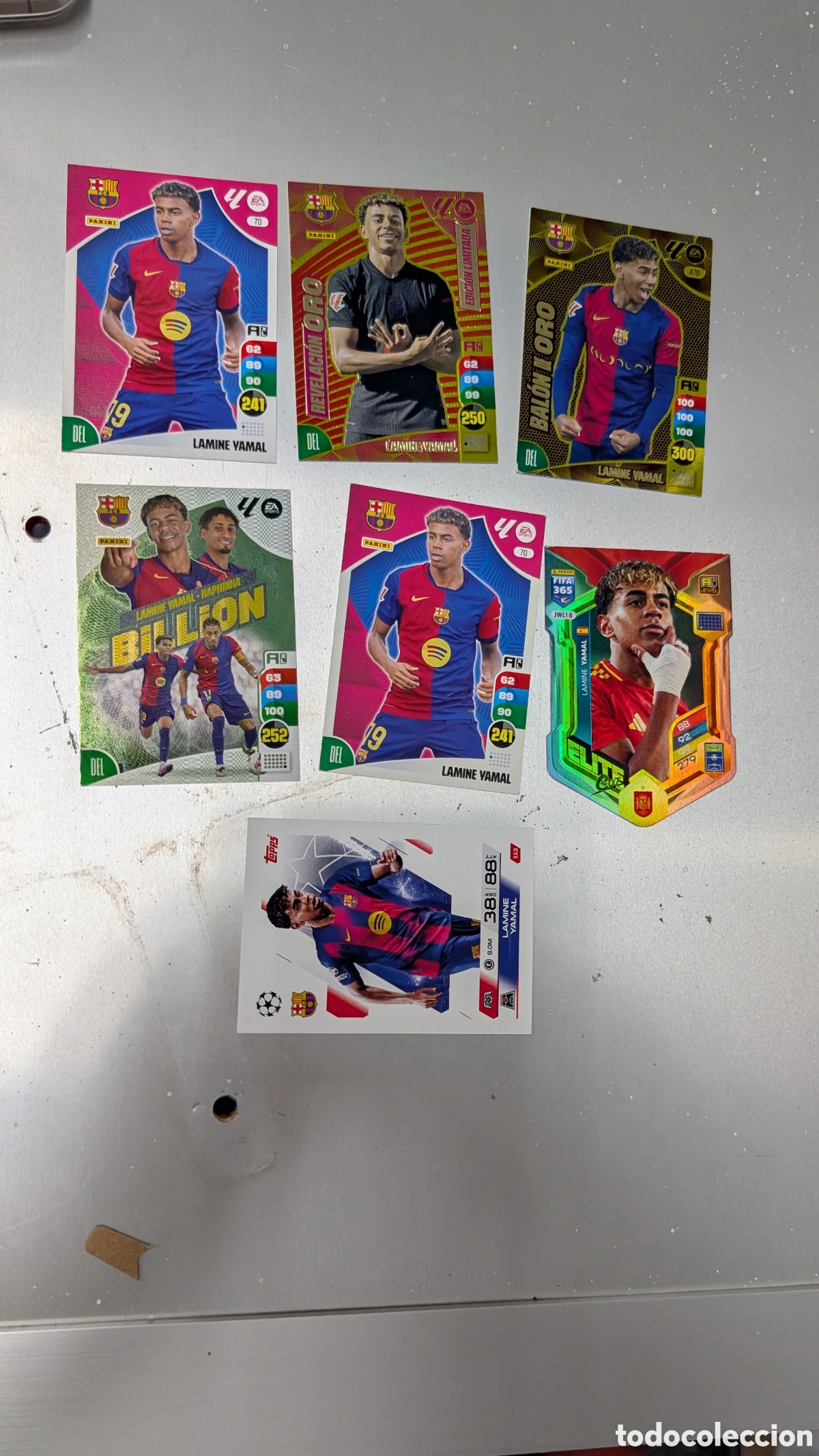 Cromos de f&uacute;tbol: LOTE 7 LAMINE YAMAL BARCELONA ADRENALYN TOPPS BUEN ESTADO
