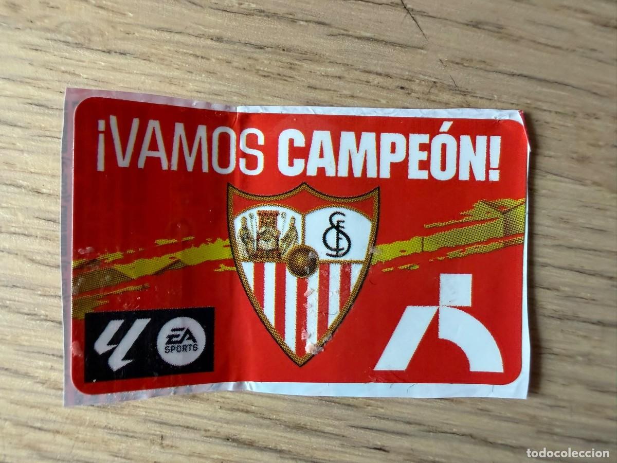 Cromos de f&uacute;tbol: ESCUDO VAMOS CAMPEON SEVILLA 23 24 2023 2024 LIGA EA SPORTS CHICLES CHICLE ESTE SIN PEGAR