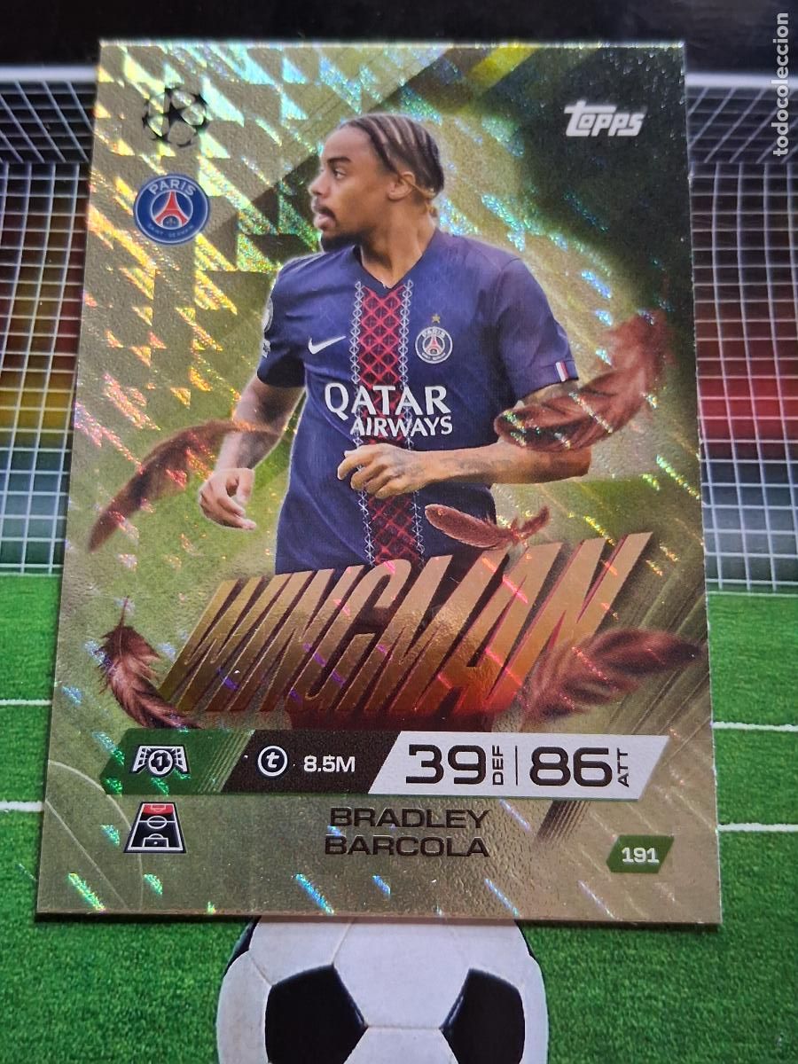 Fu&szlig;ball-Sticker: 191 BRADLEY BARCOLA PARIS SAINT-GERMAIN WINGMAN TOPPS MATCH ATTAX EXTRA CHAMPIONS 2025 2026 25 26