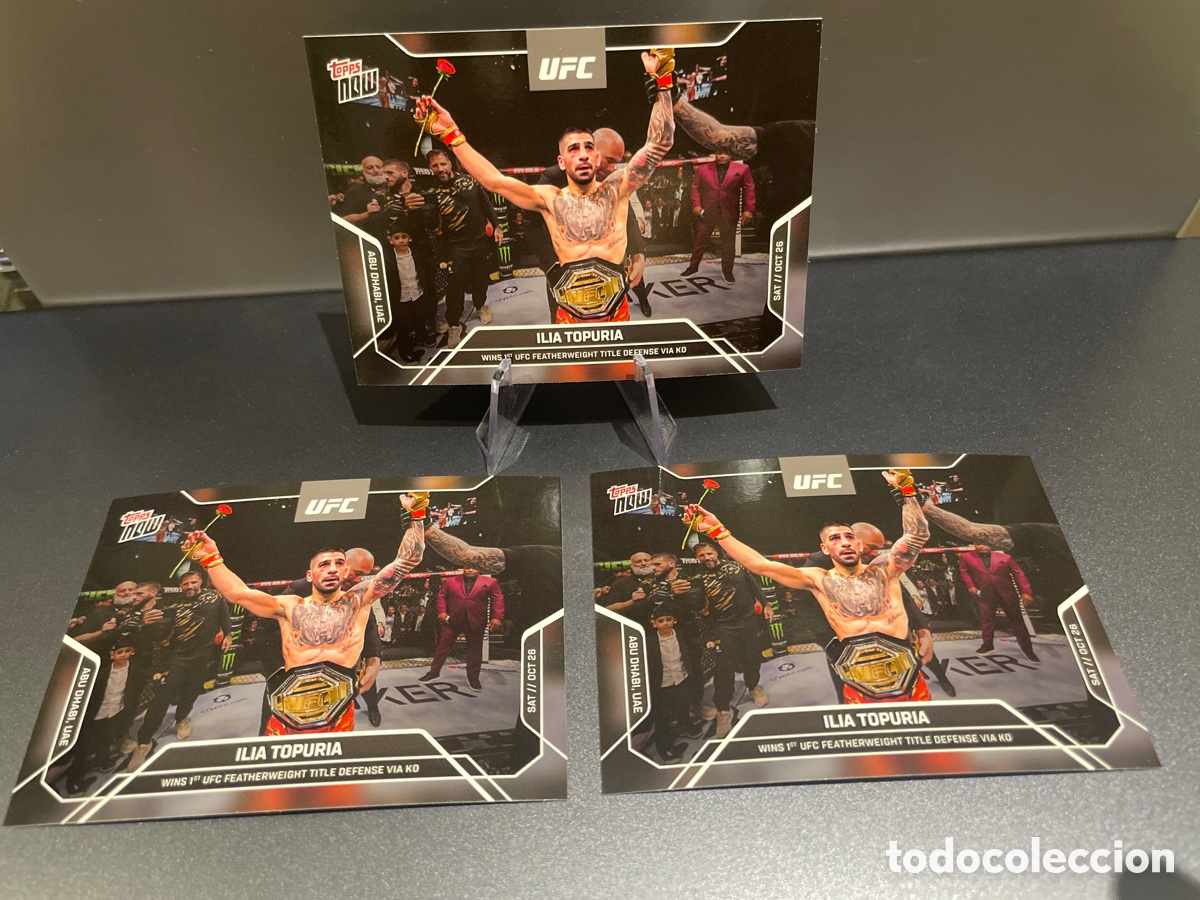 Cromos de f&uacute;tbol: Lote 3ud Ilia Topuria 27 Topps Now Wins 1st UFC Featherweight Title Defense Via KO