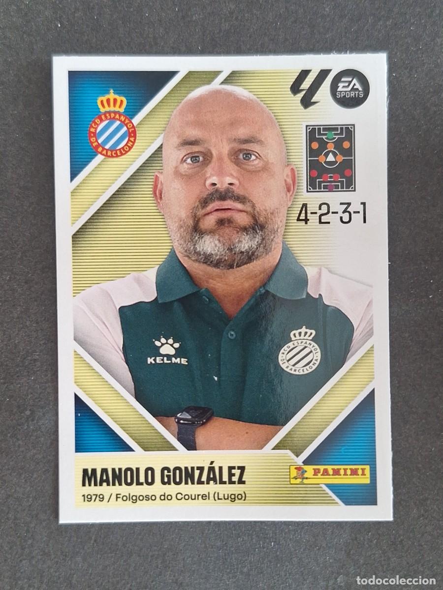 Fu&szlig;ball-Sticker: L2 MANOLO GONZALEZ ENTRENADOR R. C. D. ESPA&Ntilde;OL LIGA ESTE 2026 2027 26 27 NUNCA PEGADO SIN PEGAR