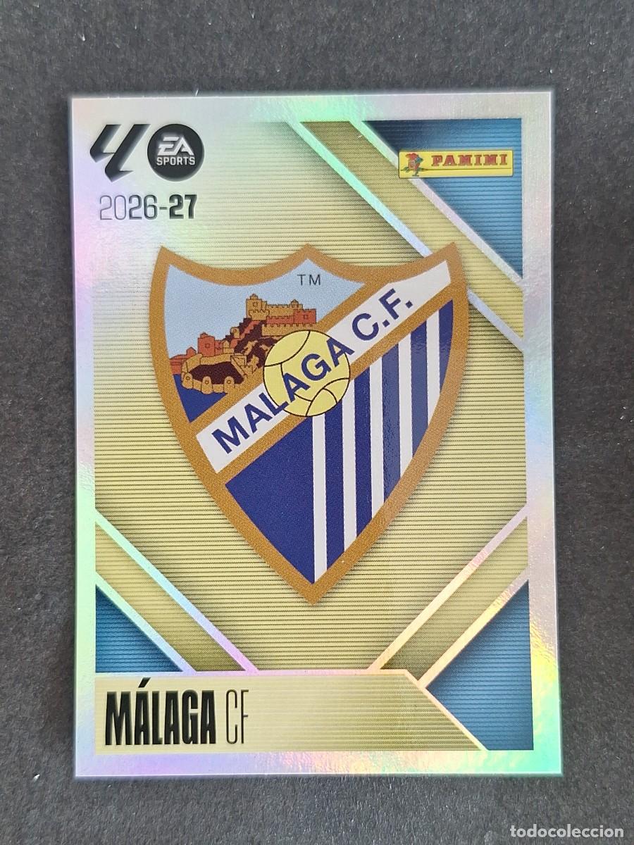 Cromos de f&uacute;tbol: L2 ESCUDO MALAGA C. F. LIGA ESTE 2026 2027 26 27 NUNCA PEGADO SIN PEGAR
