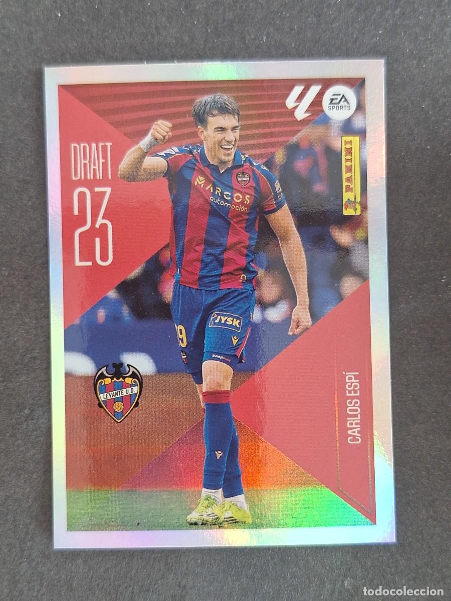 Fu&szlig;ball-Sticker: L2 CARLOS ESPI LEVANTE U. D. DRAFT 23 LIGA ESTE 2026 2027 26 27 NUNCA PEGADO SIN PEGAR