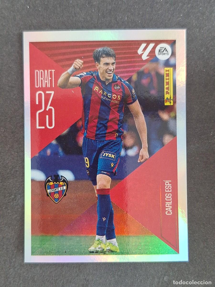 Fu&szlig;ball-Sticker: L2 CARLOS ESPI LEVANTE U. D. DRAFT 23 LIGA ESTE 2026 2027 26 27 NUNCA PEGADO SIN PEGAR