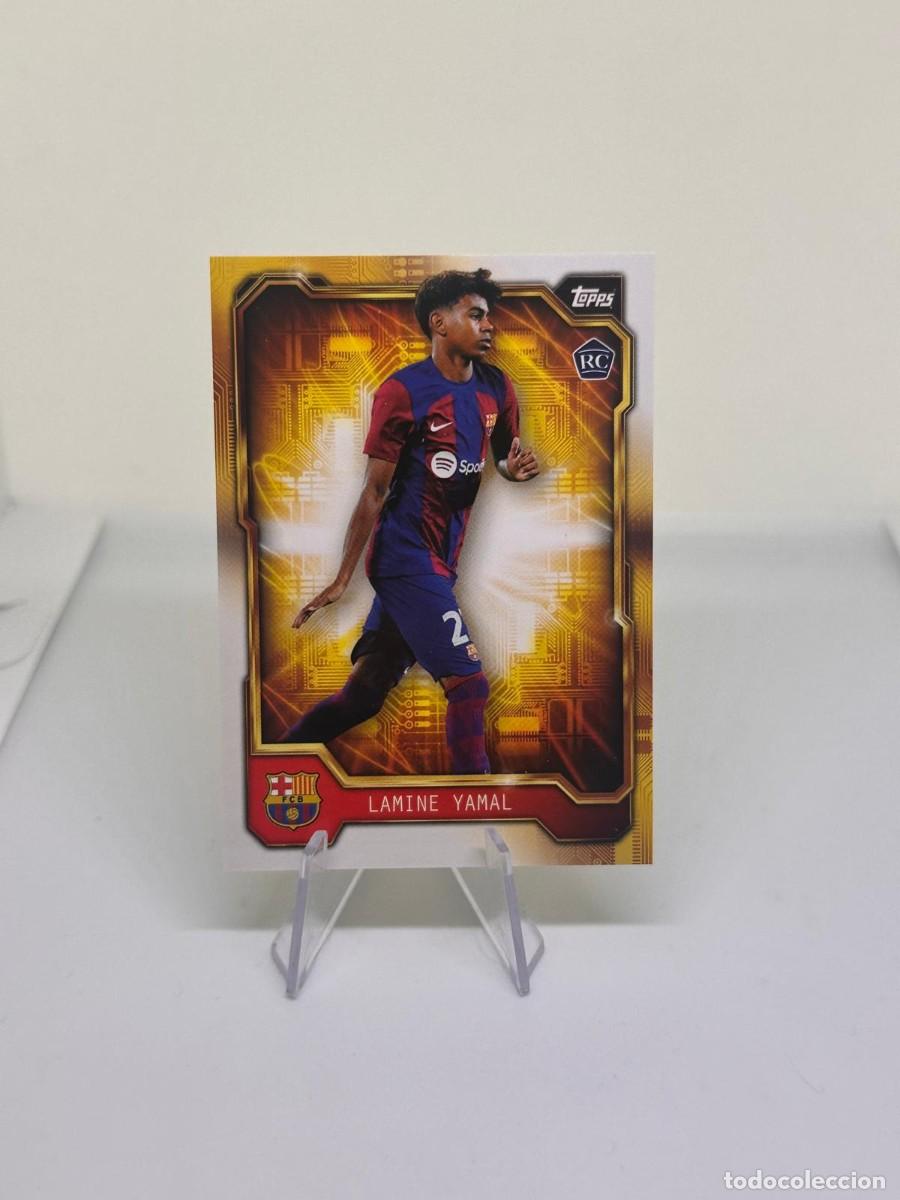Cromos de f&uacute;tbol: Rookie Lamine Yamal FC Barcelona Topps Fan Set Golden Future 2023 24