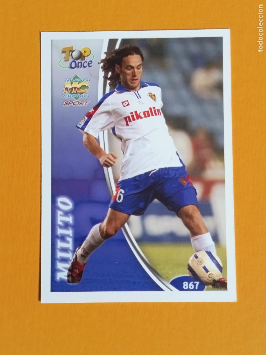 Football Stickers: 867 MILITO TOP ONCE. REAL ZARAGOZA. LAS FICHAS DE LA LIGA 2005. MUNDICROMO